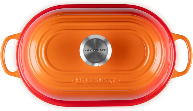 Le Creuset 11 1/2" / 1.5 Qt. Signature Enameled Cast Iron Oval Bread Oven - Flame