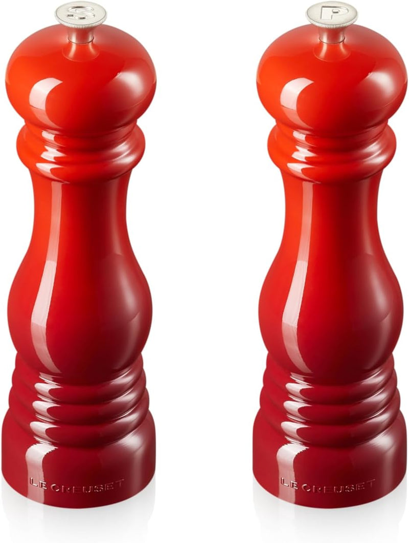 Le Creuset 8" x 2 1/2" Salt and Pepper Mill Set - Cerise