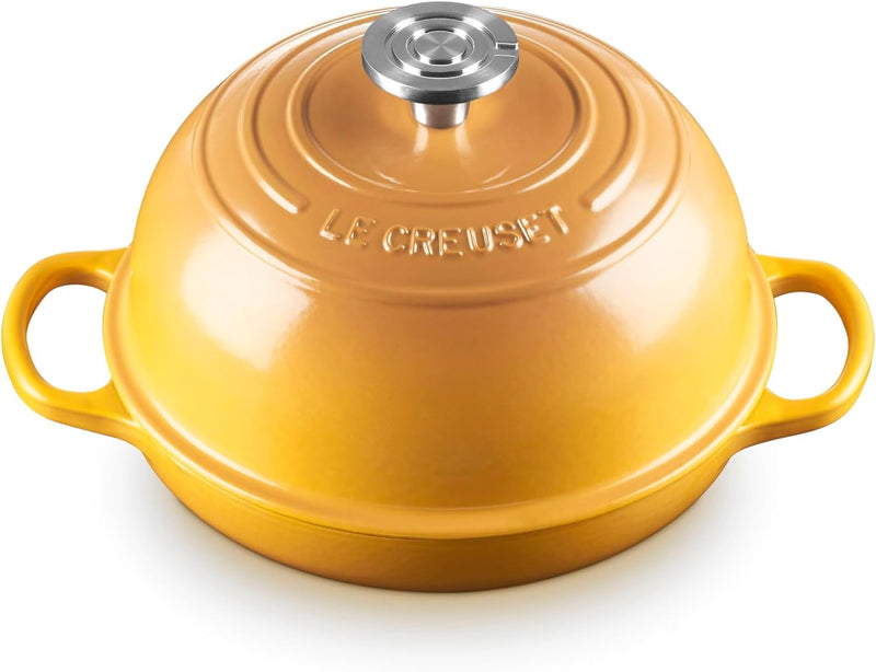 Le Creuset 9 1/2" (1 3/4 Qt.) Enameled Cast Iron Signature Round Bread Oven w/Crucible SS Knob - Nectar
