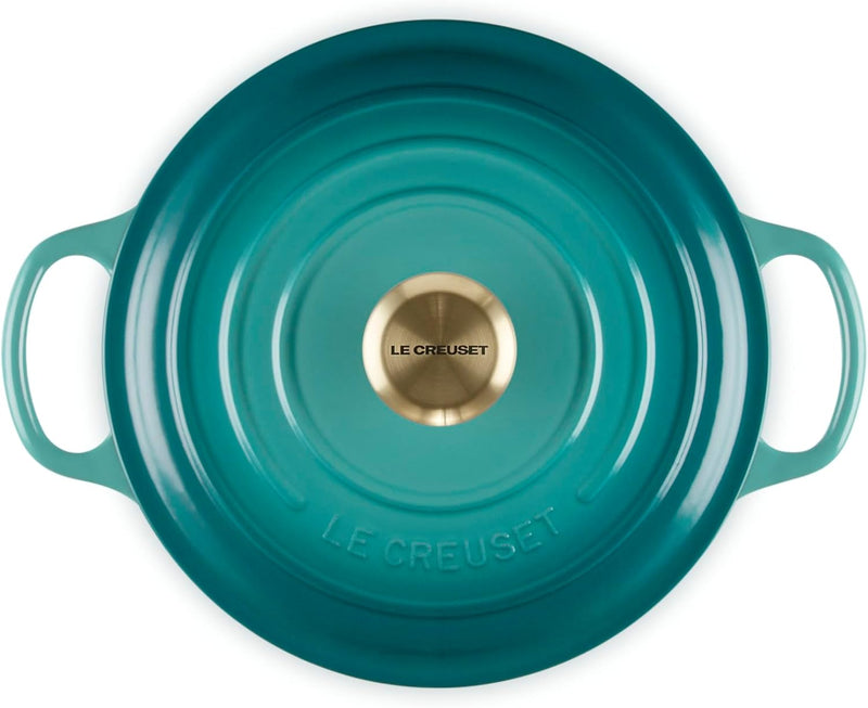 Le Creuset 3 1/2 Qt. Signature Round Wide Dutch Oven w/Light Gold Knob - Riviera