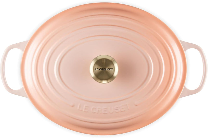 Le Creuset 8 Qt. Signature Oval Dutch Oven w/Light Gold Knob - Peche