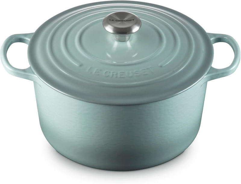Le Creuset 6 1/2 Qt. Enameled Cast Iron Signature Deep Round Dutch Oven w/Stainless Steel Knob - Sea Salt