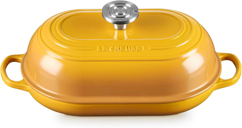 Le Creuset 11 1/2" (1 1/2 Qt.) Signature Enameled Cast Iron Oval Bread Oven w/Crucible SS Knob - Nectar