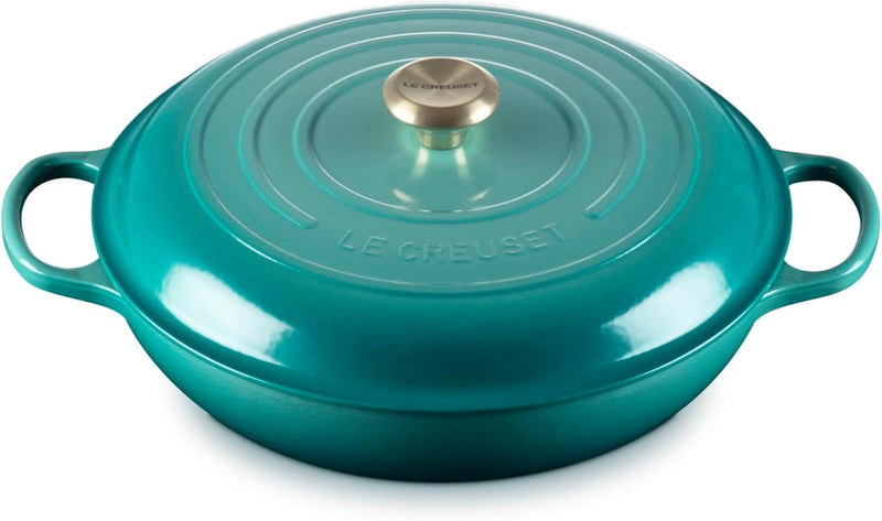 Le Creuset 5 Qt. Signature Braiser w/Light Gold Knob - Riviera