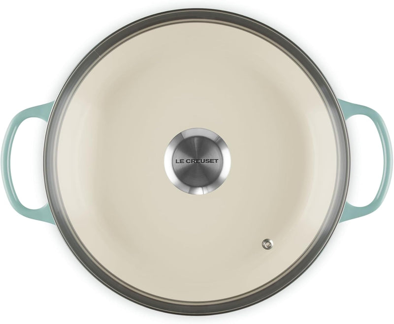 Le Creuset 2 1/4 Qt. Enameled Cast Iron Signature Round Braiser w/Glass Lid & Stainless Steel Knob - Sea Salt