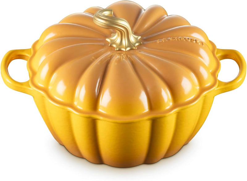 Le Creuset 4 Qt Figural Pumpkin Cocotte w/Gold Figural Knob - Nectar