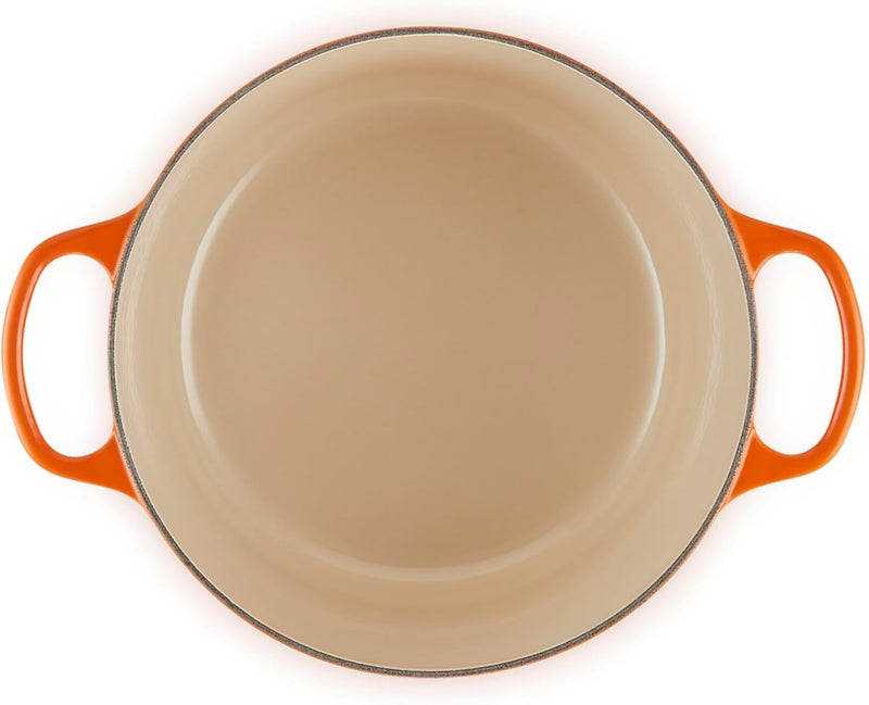 Le Creuset 6 1/2 Qt. Enameled Cast Iron Signature Deep Round Dutch Oven w/Stainless Steel Knob - Flame