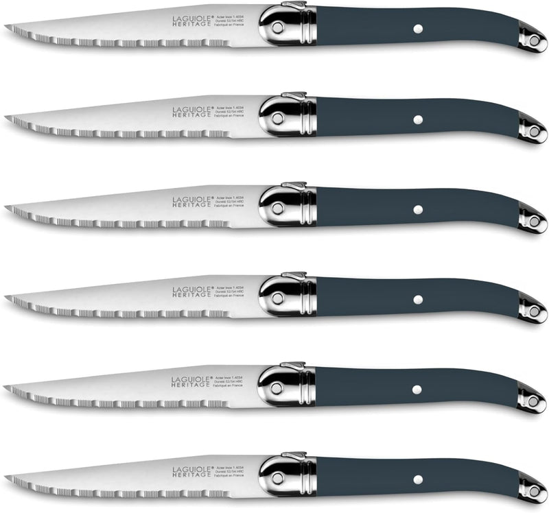 TB Laguiole Heritage 6 Pc. Steak Knife Set - Midnight Blue Handle