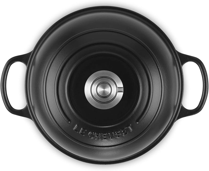 Le Creuset 9 1/2" (1 3/4 Qt.) Enameled Cast Iron Signature Round Bread Oven w/Crucible SS Knob - Licorice