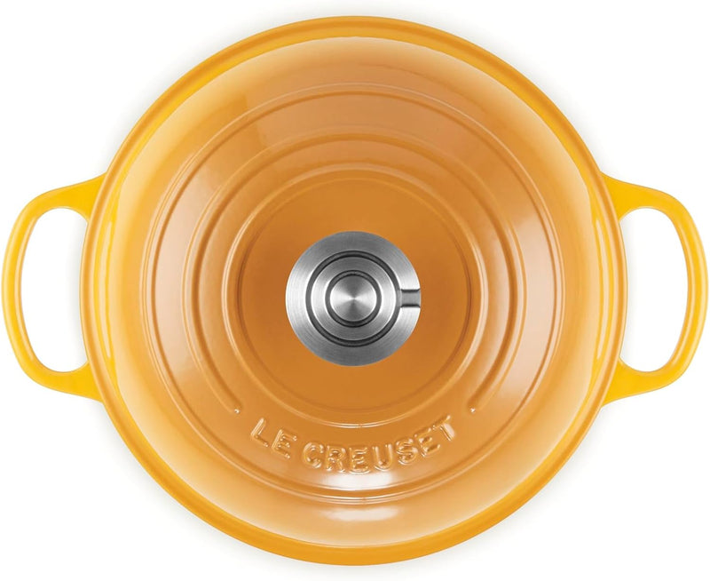 Le Creuset 9 1/2" (1 3/4 Qt.) Enameled Cast Iron Signature Round Bread Oven w/Crucible SS Knob - Nectar
