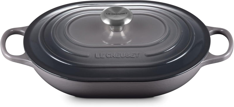 Le Creuset 3 3/4 Qt. Signature Oval Casserole w/Stainless Steel Knob - Oyster