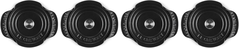 Le Creuset Set of 4 - 1/3 Qt. Mini Round Cocotte w/Stainless Steel Knob - Gourmand Collection - Matte Black