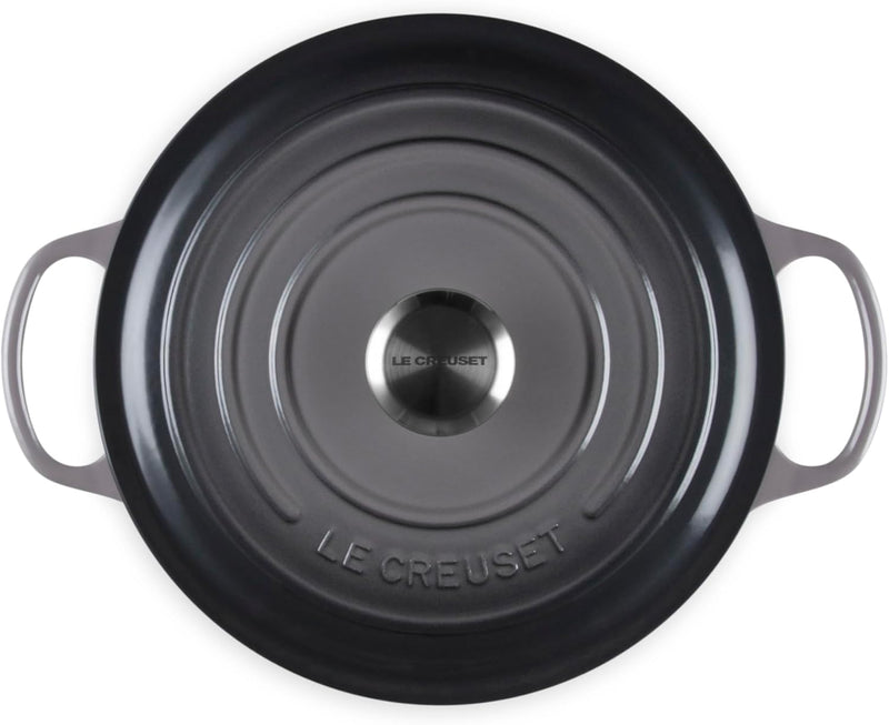 Le Creuset 6 1/2 Qt. Enameled Cast Iron Signature Deep Round Dutch Oven w/Stainless Steel Knob - Oyster
