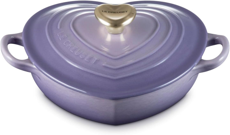 Le Creuset 1 1/4 Qt. Shallow Heart Cocotte w/Light Gold Heart Knob - Provence