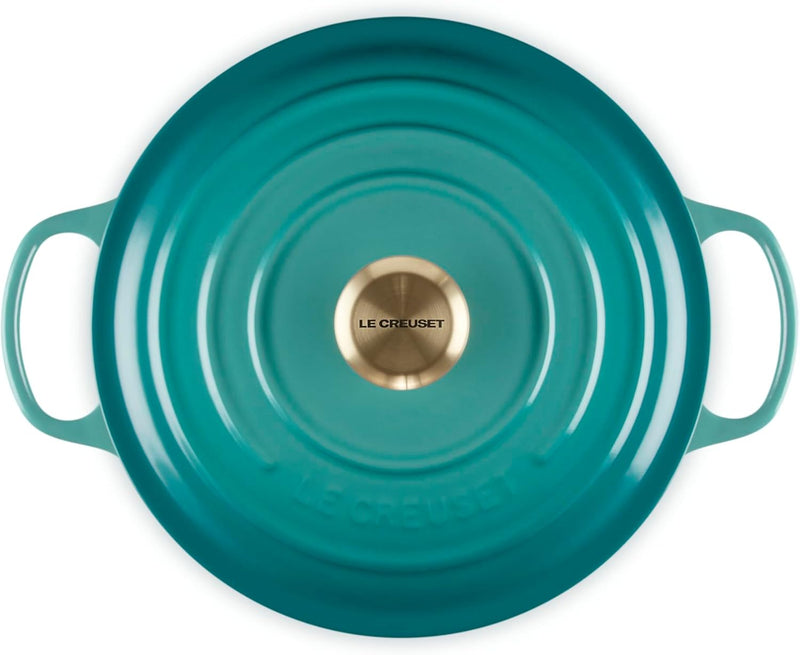 Le Creuset 5 1/2 Qt. Signature Round Dutch Oven w/Light Gold Knob - Riviera