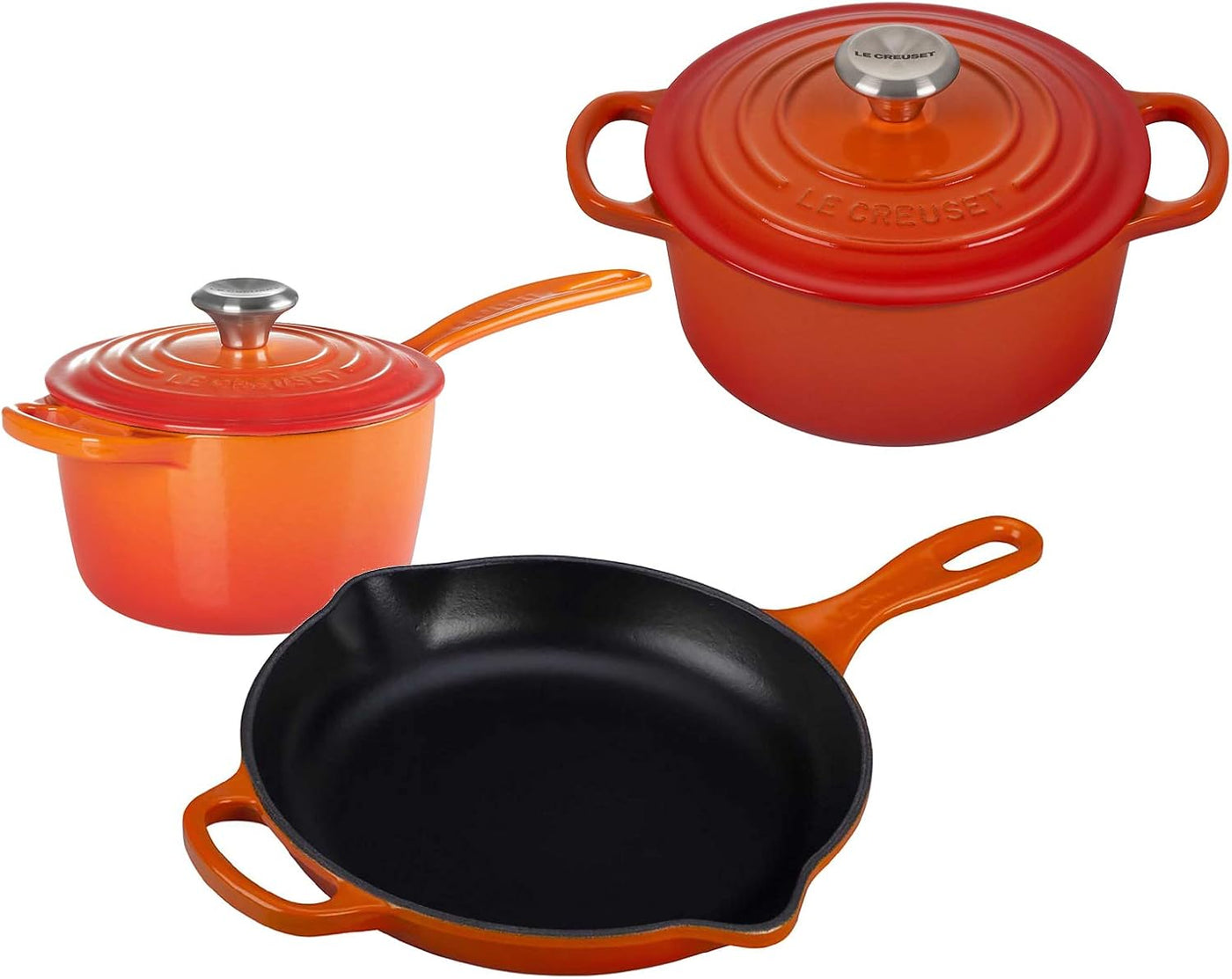 Le Creuset 5-Piece Bundle Set Signature Enameled Cast Iron Qt