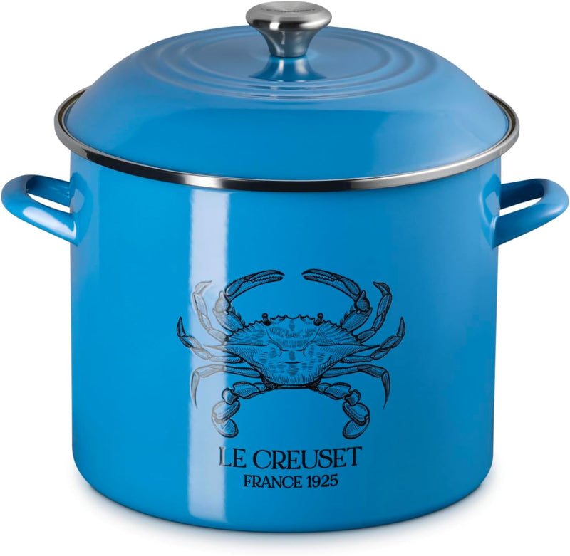 Le Creuset 16 Qt. Enamel on Steel Traditional Blue Crab Stockpot w/Lid - Light Marseille