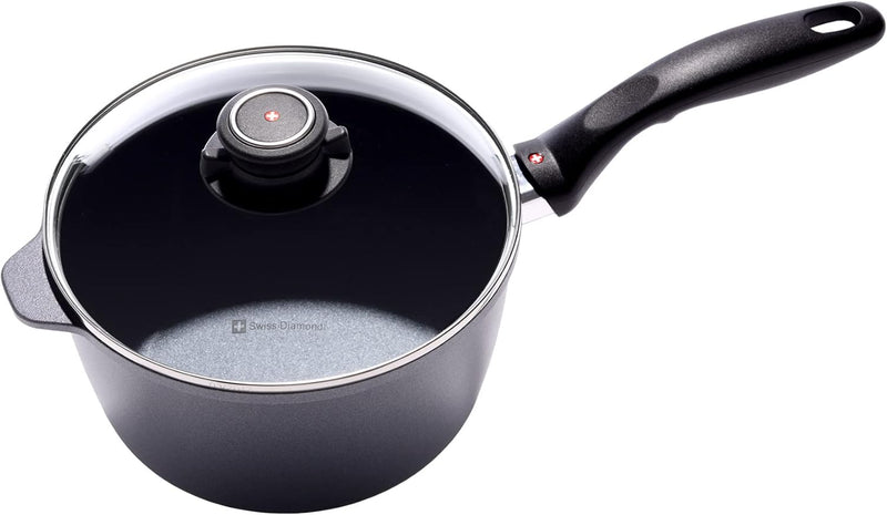 Swiss Diamond - 3.2 Qt. XD+ Diamond Nonstick Induction Sausepan w/Glass Lid