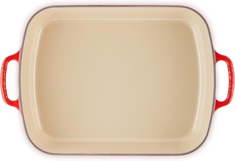 Le Creuset 5 1/4 Qt. (10" x 15 3/4") Signature Rectangular Roaster - Cerise