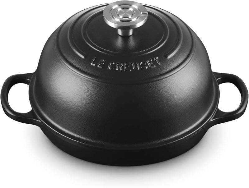 Le Creuset 9 1/2" (1 3/4 Qt.) Enameled Cast Iron Signature Round Bread Oven w/Crucible SS Knob - Licorice
