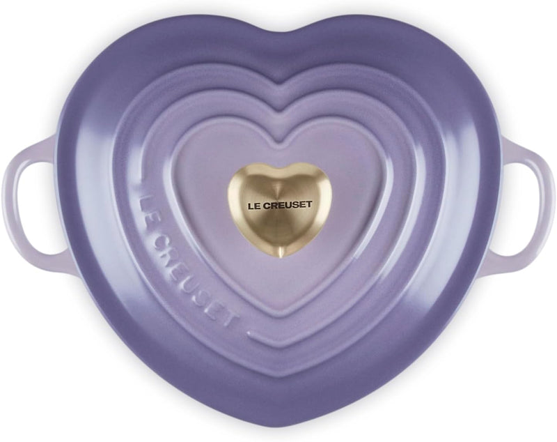 Le Creuset 1 1/4 Qt. Shallow Heart Cocotte w/Light Gold Heart Knob - Provence