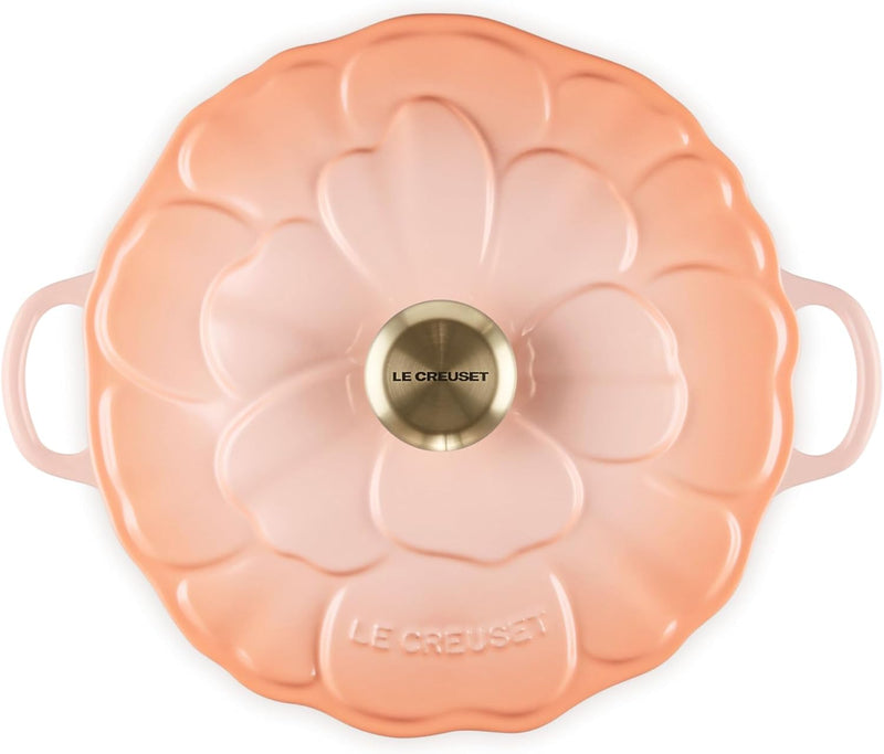 Le Creuset 2 1/4 Qt. Enameled Cast Iron Signature Petal Braiser w/Light Gold Knob - Peche
