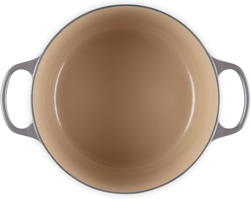 Le Creuset 6 1/2 Qt. Enameled Cast Iron Signature Deep Round Dutch Oven w/Stainless Steel Knob - Oyster