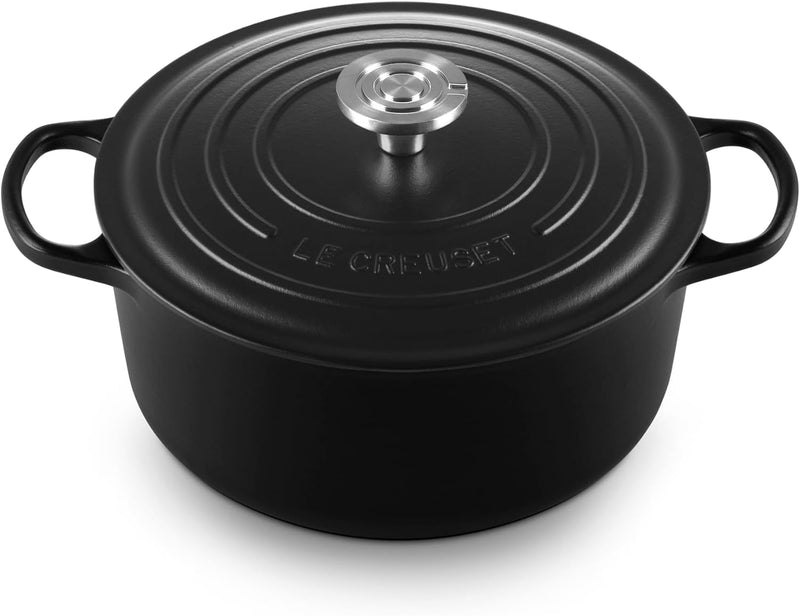 Le Creuset 5 1/2 Qt. Enameled Cast Iron Signature Round Dutch Oven w/Crucible SS Knob - Licorice
