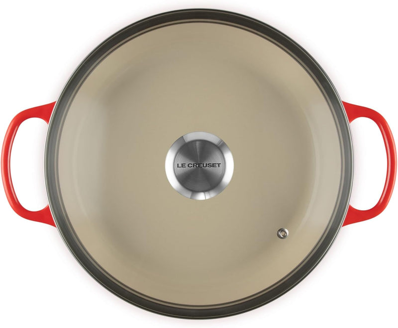 Le Creuset 2 1/4 Qt. Enameled Cast Iron Signature Round Braiser w/Glass Lid & Stainless Steel Knob - Cerise