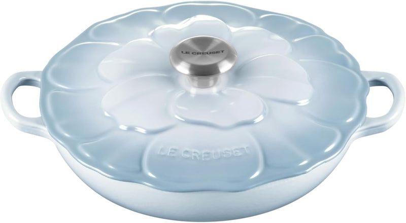Le Creuset 2 1/4 Qt. Enameled Cast Iron Signature Petal Braiser w/Stainless Steel Knob - Costal Blue