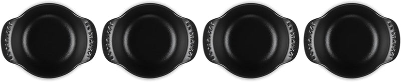 Le Creuset Set of 4 - 1/3 Qt. Mini Round Cocotte w/Stainless Steel Knob - Gourmand Collection - Matte Black