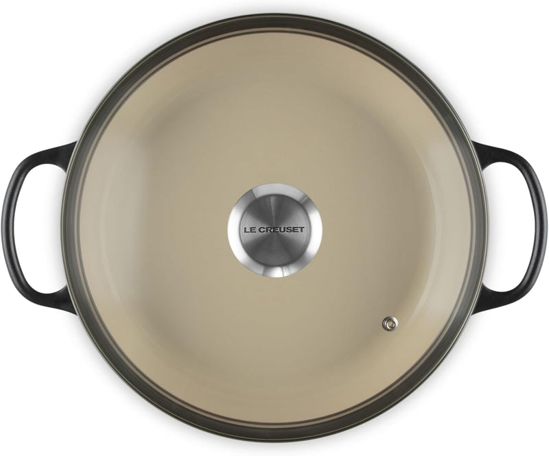 Le Creuset 2 1/4 Qt. Enameled Cast Iron Signature Round Braiser w/Glass Lid & Stainless Steel Knob - Licorice