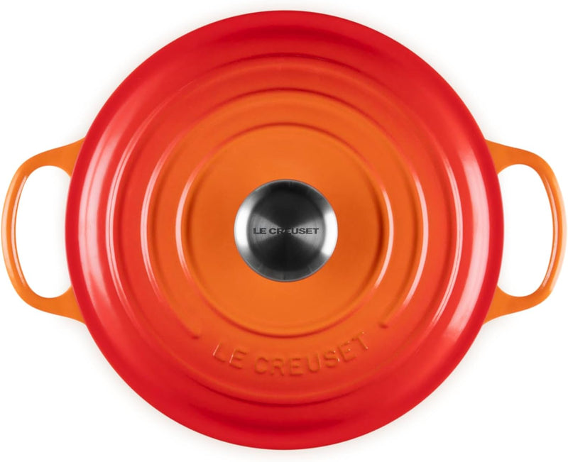 Le Creuset 3 1/2 Qt. Signature Round Wide Dutch Oven w/Stainless Steel Knob - Flame