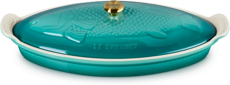 Le Creuset 1 7/10 Qt. Fish Baker w/Gold Knob - Riviera