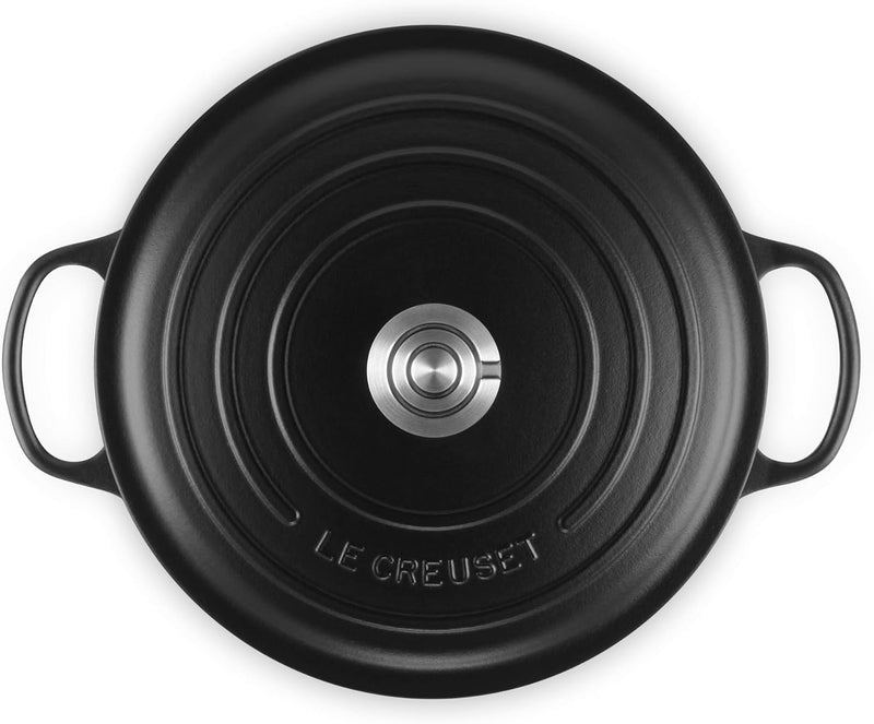 Le Creuset 7 1/4 Qt. Enameled Cast Iron Signature Round Dutch Oven w/Crucible SS Knob - Licorice