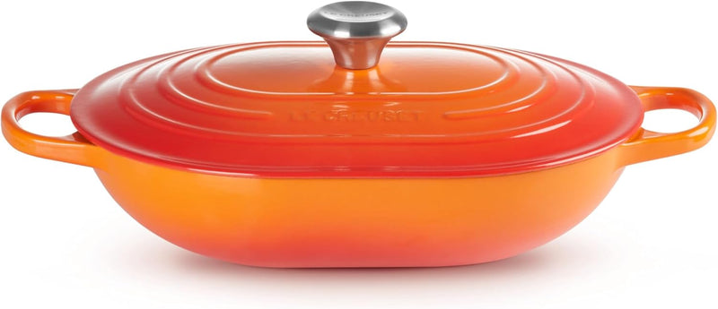 Le Creuset 3 3/4 Qt. Signature Oval Casserole w/Stainless Steel Knob - Flame