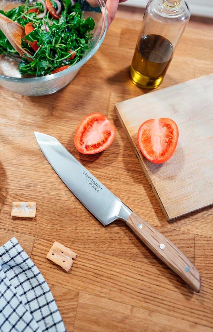Arcos José Andrés Series - 7" Rocking Santoku Knife, Holm Oak Handle
