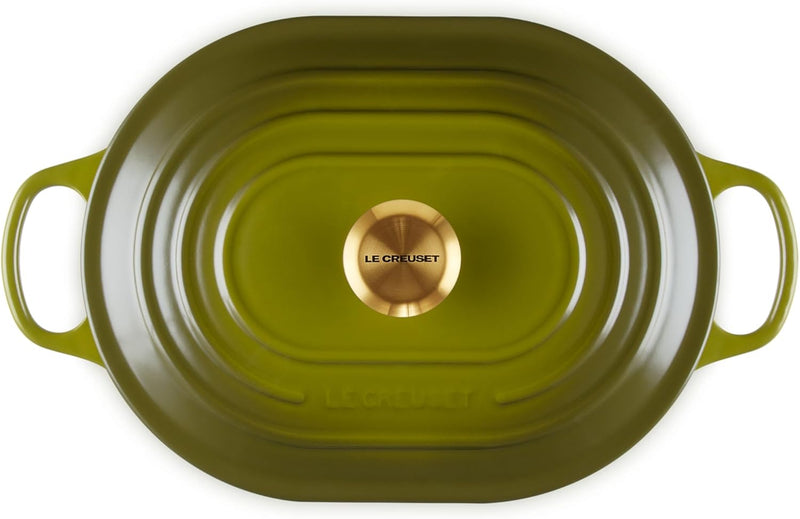 Le Creuset 3 3/4 Qt. Signature Oval Casserole w/Gold Knob - Olive