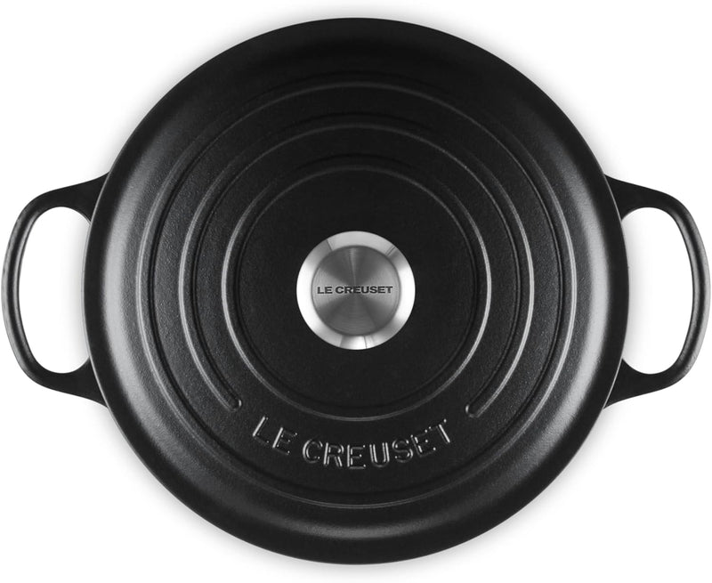Le Creuset 6 1/2 Qt. Enameled Cast Iron Signature Deep Round Dutch Oven w/Stainless Steel Knob - Licorice