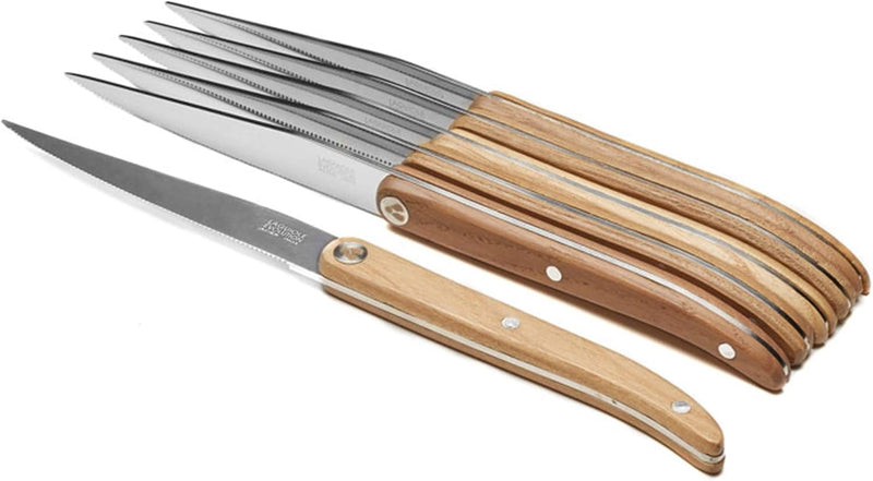 TB Laguiole Sens 6 Pc. Steak Knife Set - Light Wood Handle