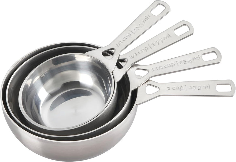 Le Creuset Set of 4 - Batch Baking Measuring Cups - Stainless Steel
