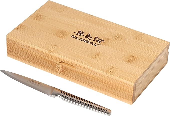 Global GSF-6022/SBXB - 6 Pc. Steak Knife Set w/Bamboo Box