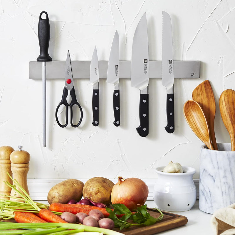 Henckels Zwilling Pro - 7 Pc. Knife Set w/17.5" Stainless Magnetic Knife Bar