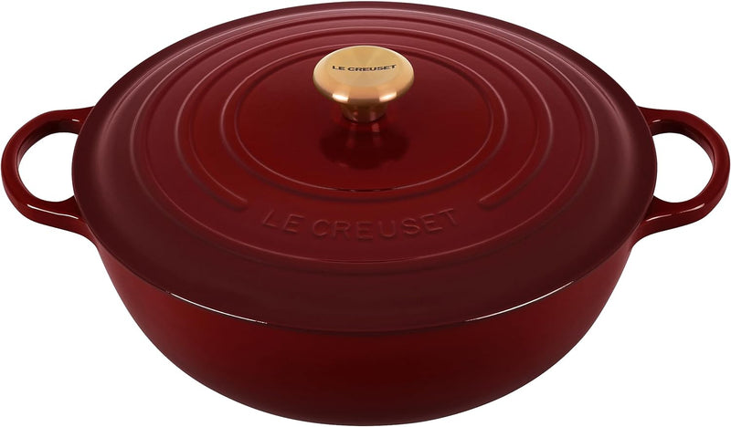 Le Creuset 7 1/2 Qt. Signature Enameled Cast Iron Chef's Oven w/Gold Knob - Rhone