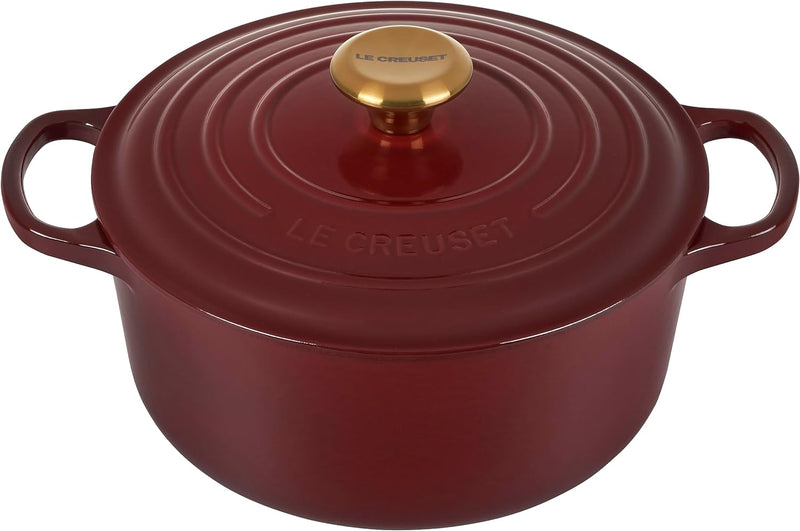 Le Creuset 4 1/2 Qt. Signature Round Dutch Oven w/Gold Knob - Rhone