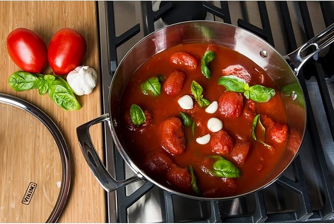 Viking Contemporary 3-Ply - 3.6 Qt. Saute Pan w/Lid + Helper Handle - Mirror Finish