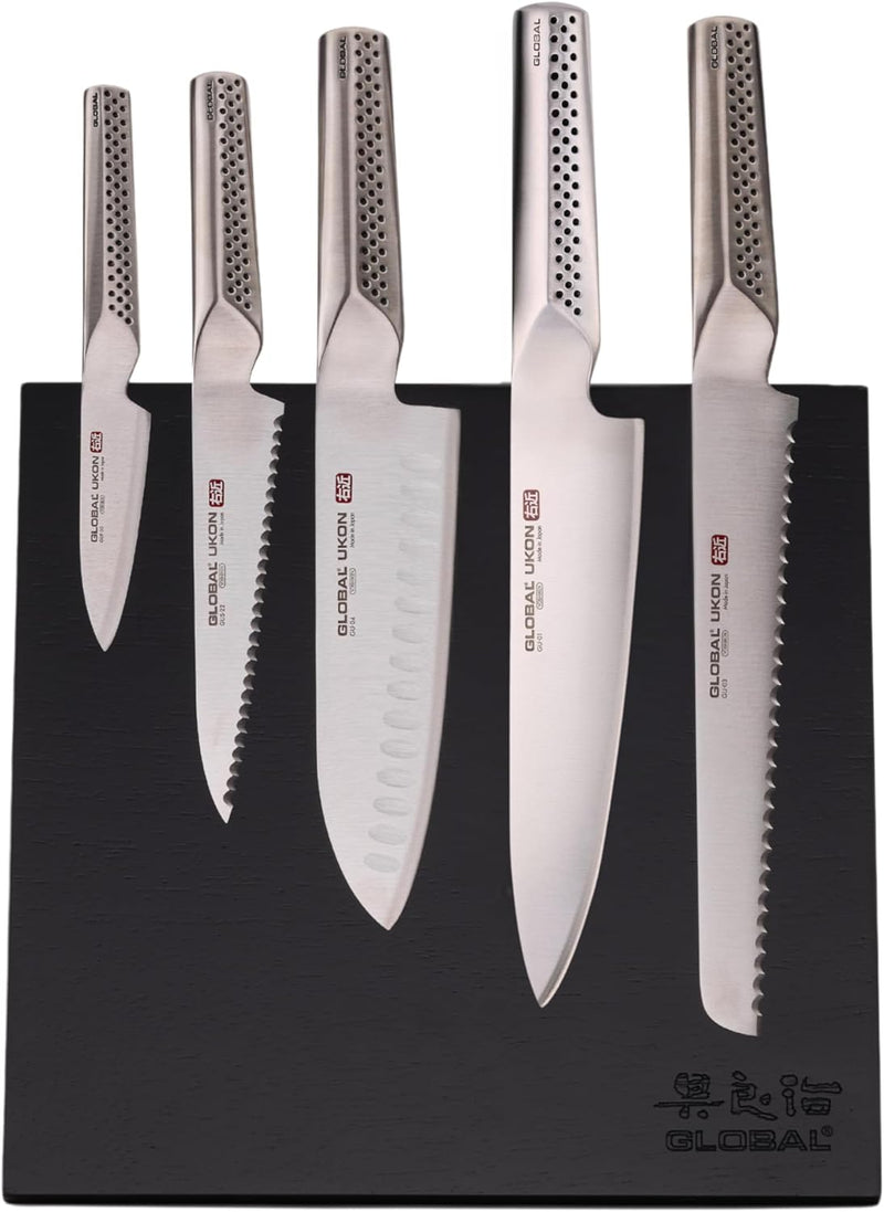 Global G-UKB45001 - Bitoku 6 Pc. UKON Essentials Knife Block Set, Black
