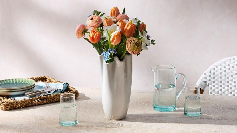Le Creuset 12" Iris Ruffle Vase - Sea Salt