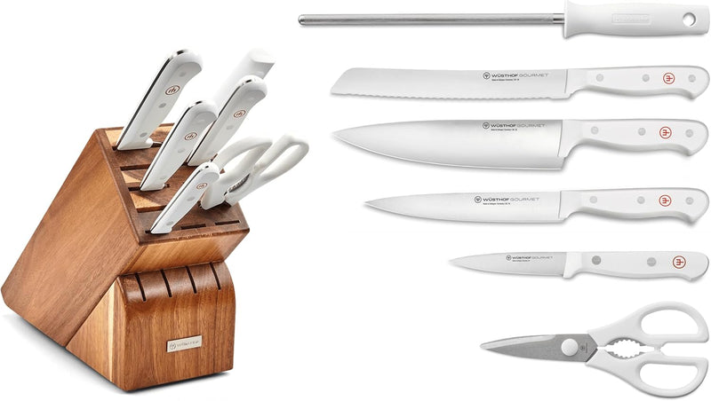 Wusthof Gourmet White - 7 Pc. Knife Block Set, Acacia