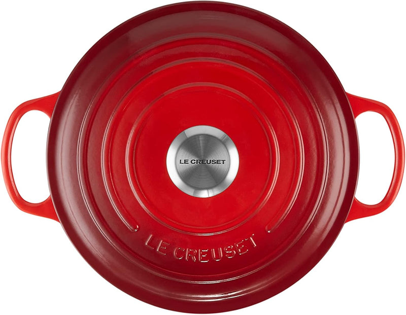 Le Creuset 3 1/2 Qt. Signature Round Wide Dutch Oven w/Stainless Steel Knob - Cerise